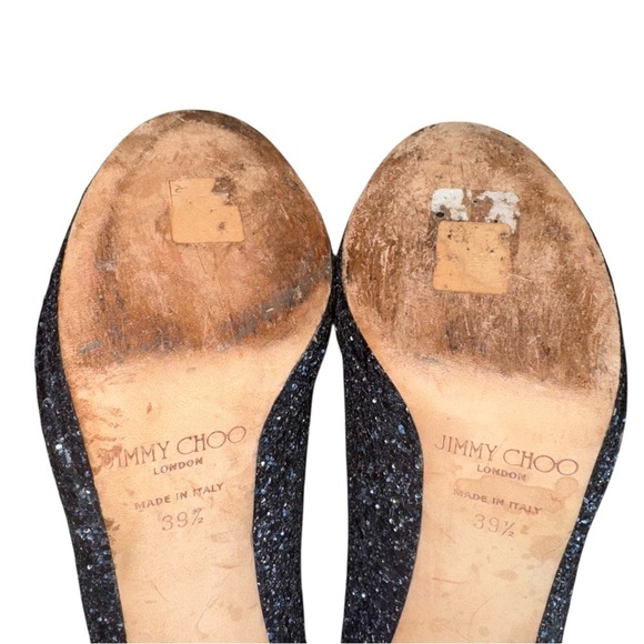 JIMMY CHOO Luna Multi Glitter Petrol Heels Pumps 100 EU Size 39.5 - Picture 8 of 14